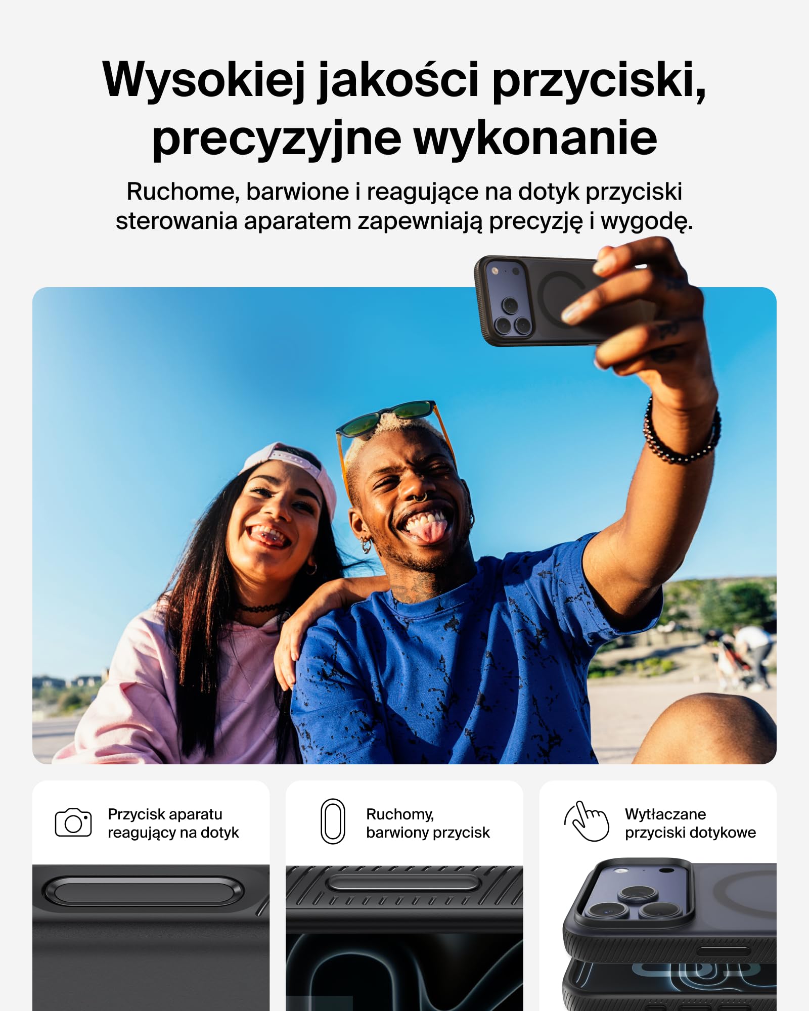 Belkin SheerForce Grip Zgodne z MagSafe Etui na Telefon iPhone 17 Pro Max, Niskoprofilowe z Antypoślizgowymi Bokami – Magnetyczne, Przezroczyste i Odporne na Uderzenia Etui do iPhone'a – Czarne