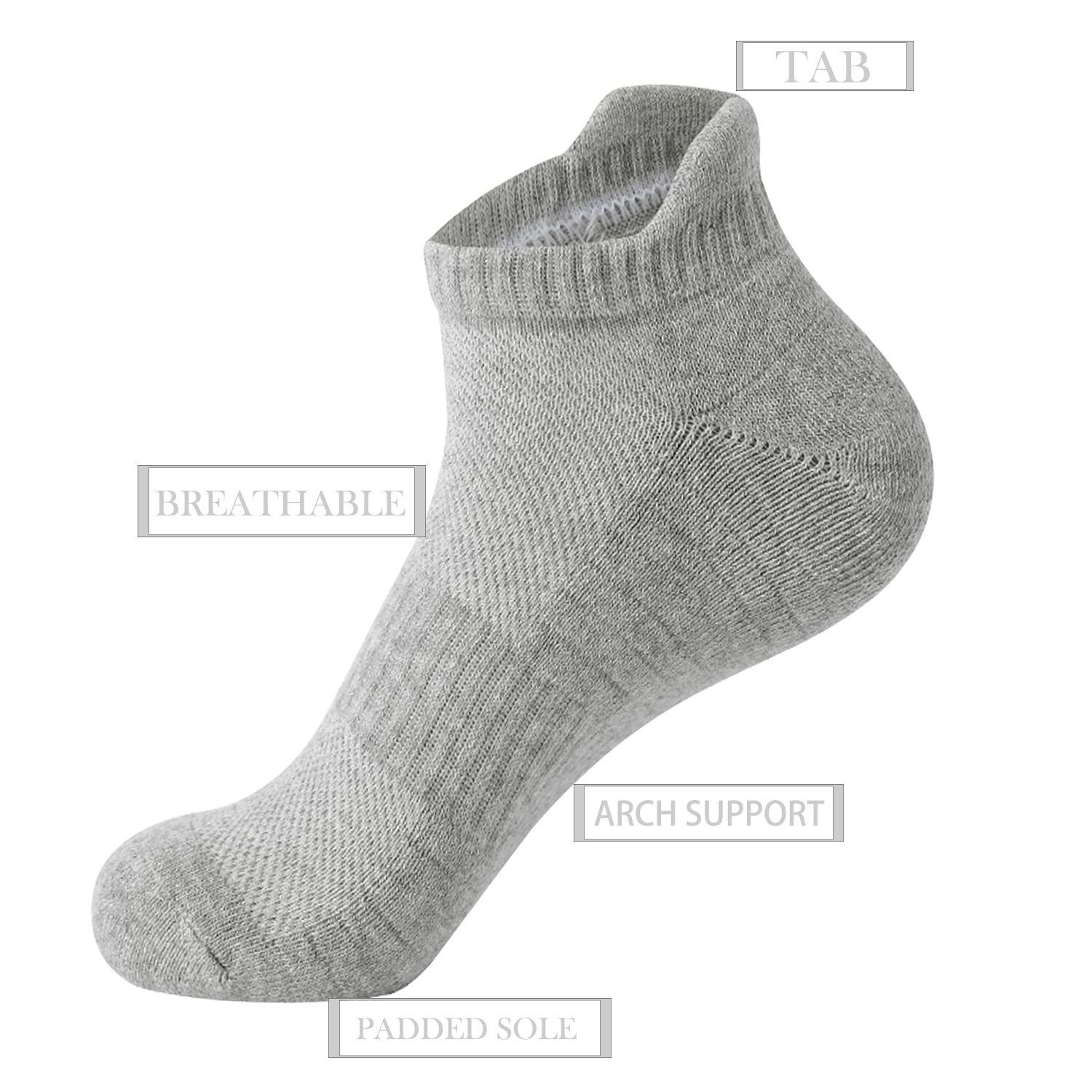 Galsang Calcetines de tobillo para mujer, atléticos, para correr, no se ven, acolchados, transpirables, con pestañas, 5-10#B1071