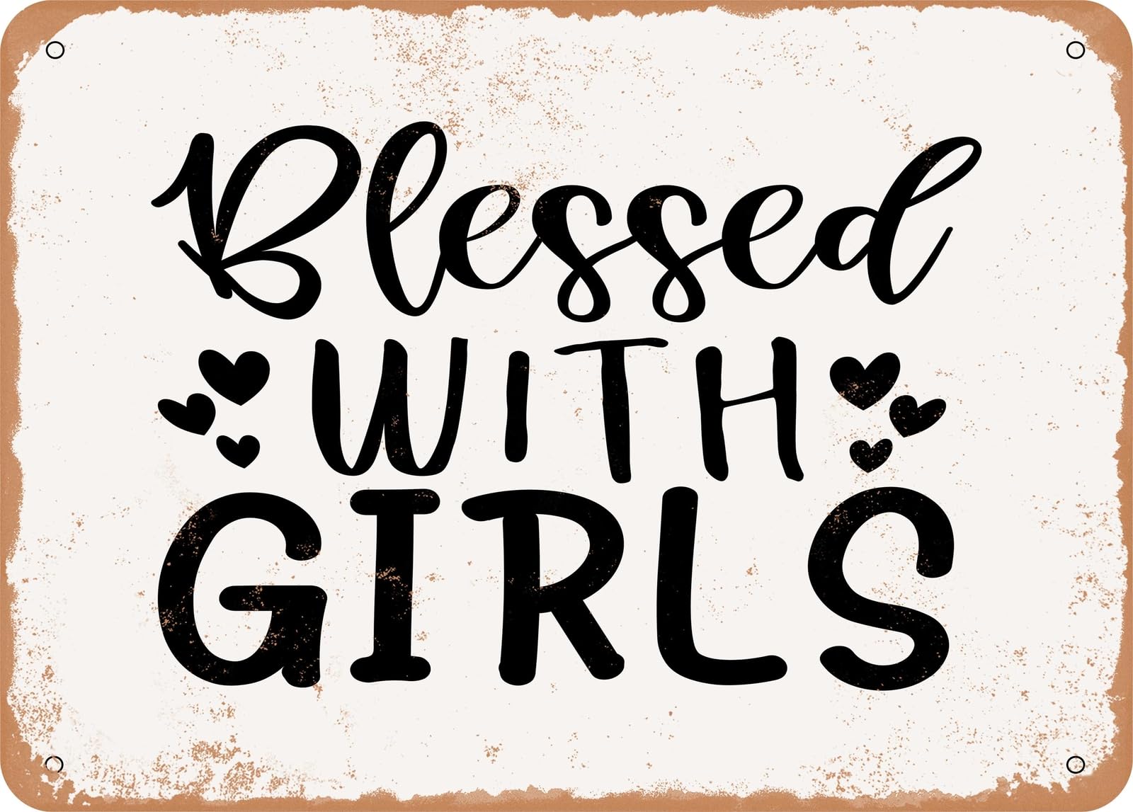 Miaomansenstore Girls Metal Sign - Blessed With - 2 - Vintage Look Sign Home Decor