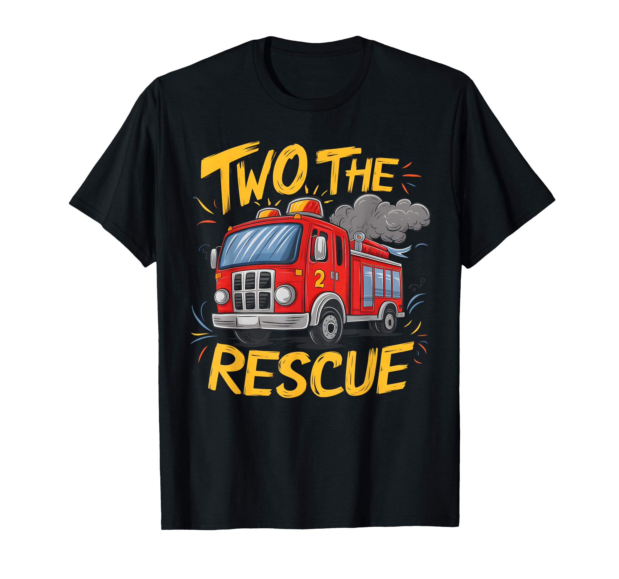 Two The Rescue Firetruck 2 Yr old boy 2nd Birthday Party T-Shirt