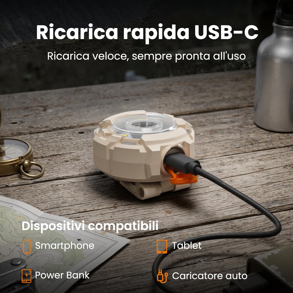 GUYUCOM Mini Torcia LED Multifunzione Ricaricabile USB-C con Clip, 6 Modalità Luce Bianca e Rossa (Rotonda)