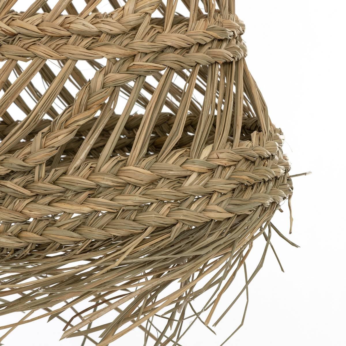 Atmosphera - Suspension Lahys en Paille Tressée Beige, D. 28 x H 48 cm, Abat-Jour Ajouré Style Bohème - Luminaire pour Salon, Chambre