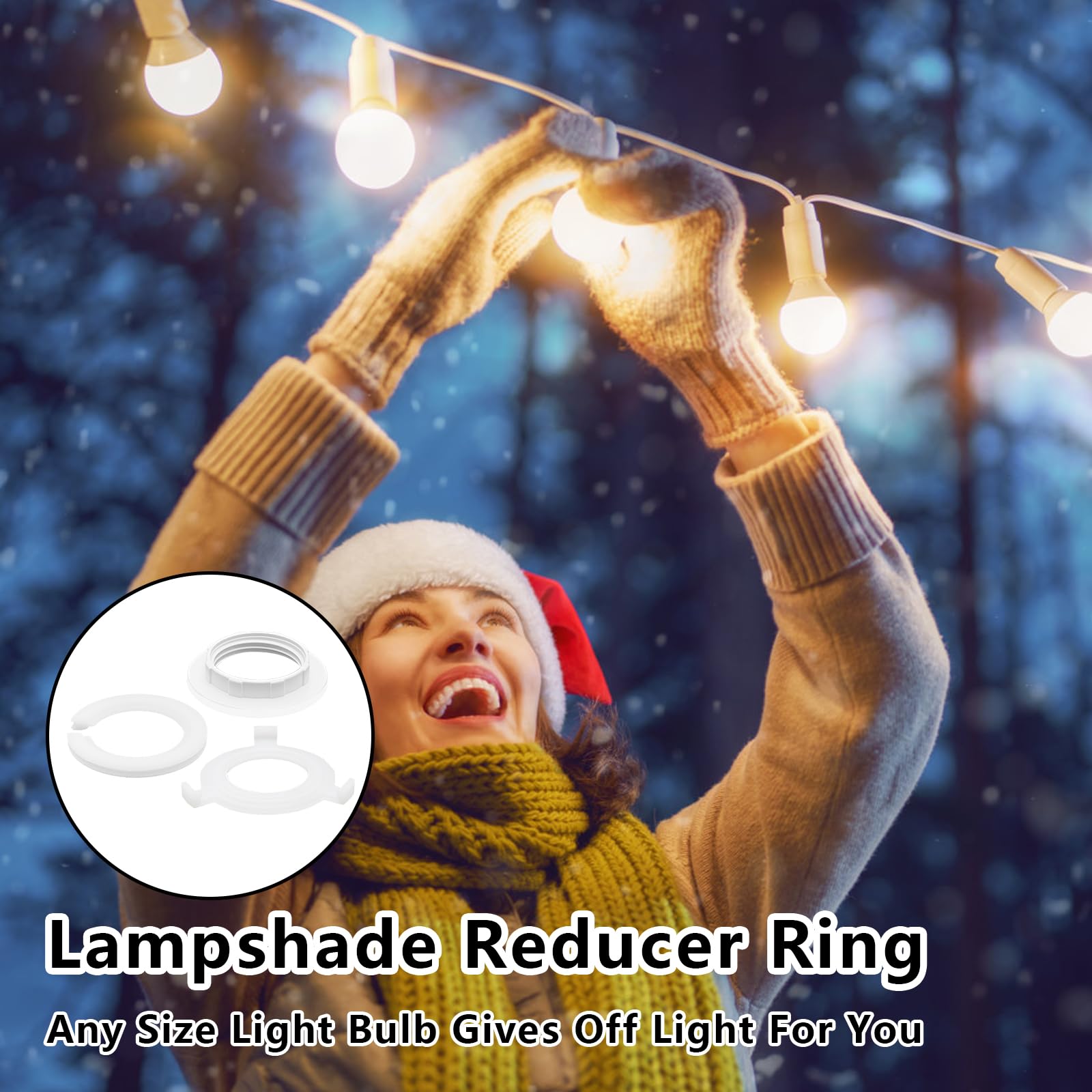 Pierścień redukujący klosz E14 / pierścień śrubowy klosza 29 mm + 6 sztuk pierścieni redukcyjnych E14 do E27 do lamp stołowych, lamp sufitowych (12 sztuk)