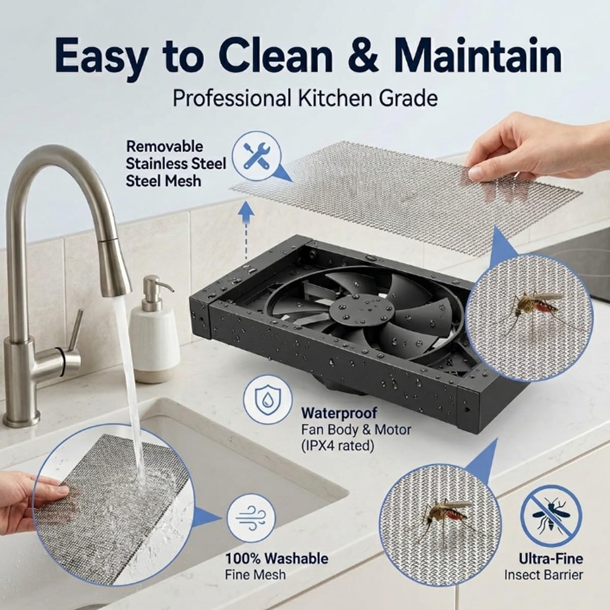 Genérico Extractor de ventana sin taladro para ventanas correderas, ventilador vertical con velocidad regulable para aire caliente, humo, olores y humedad(19.7-21.7in(50-55cm))