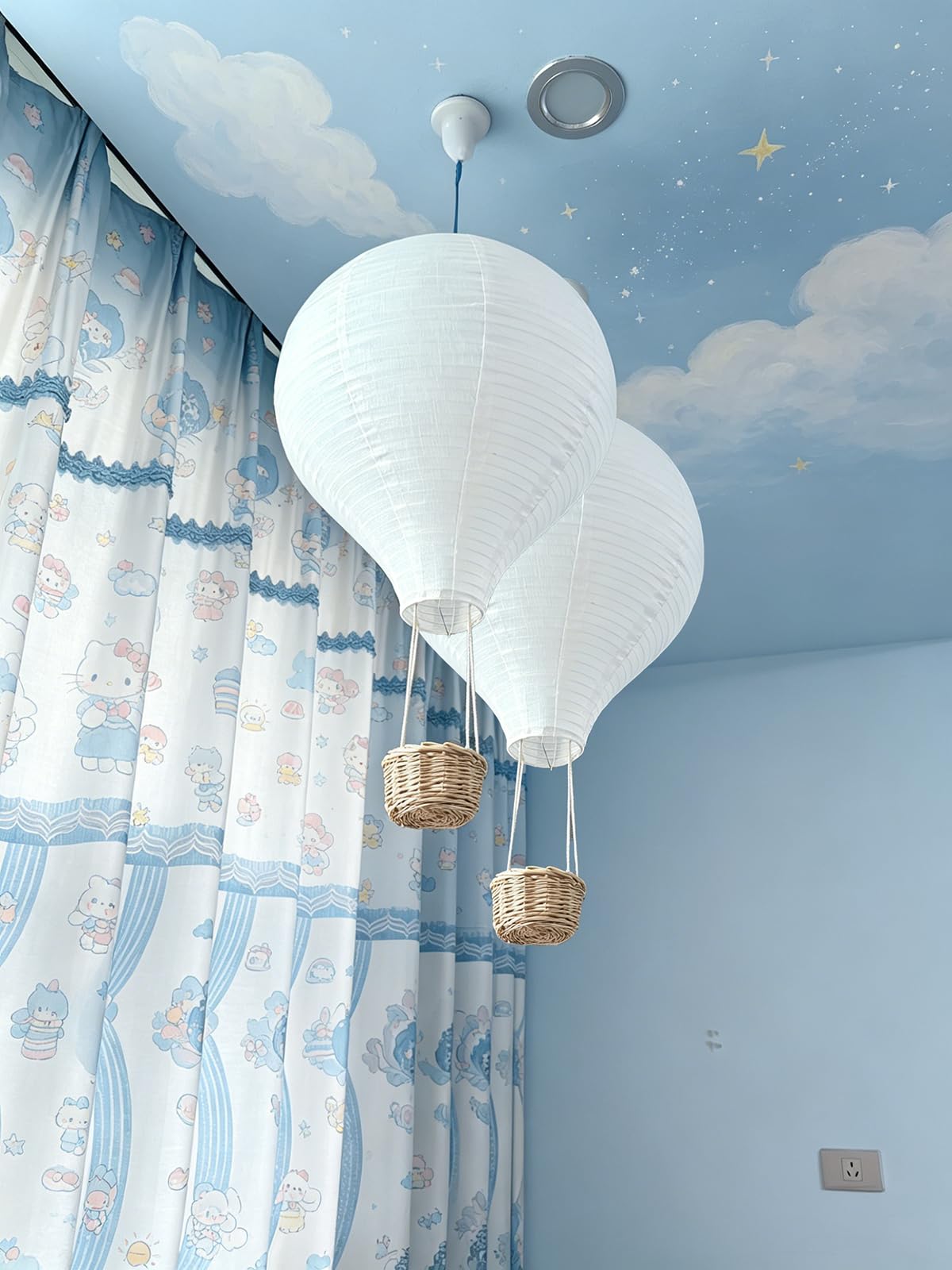 Lot de 2 ballons à air chaud, montgolfières décoratives faites à la main 35 x 55 cm, décoration de plafond pour chambre de bébé et chambre d'enfant, cadeaux pour enfants et adolescents