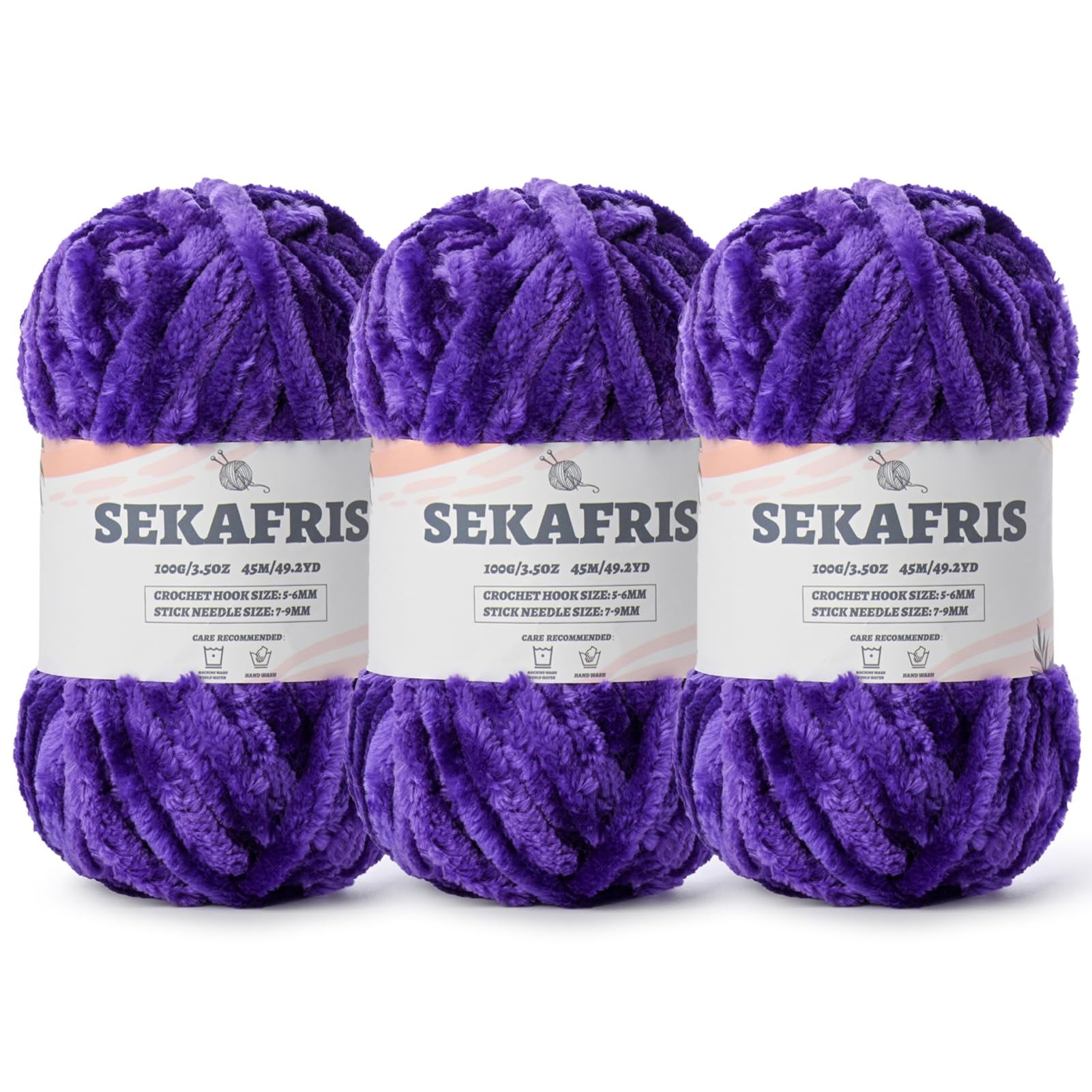 Chenille Velvet Soft Yarn Dewberry 3 Pack