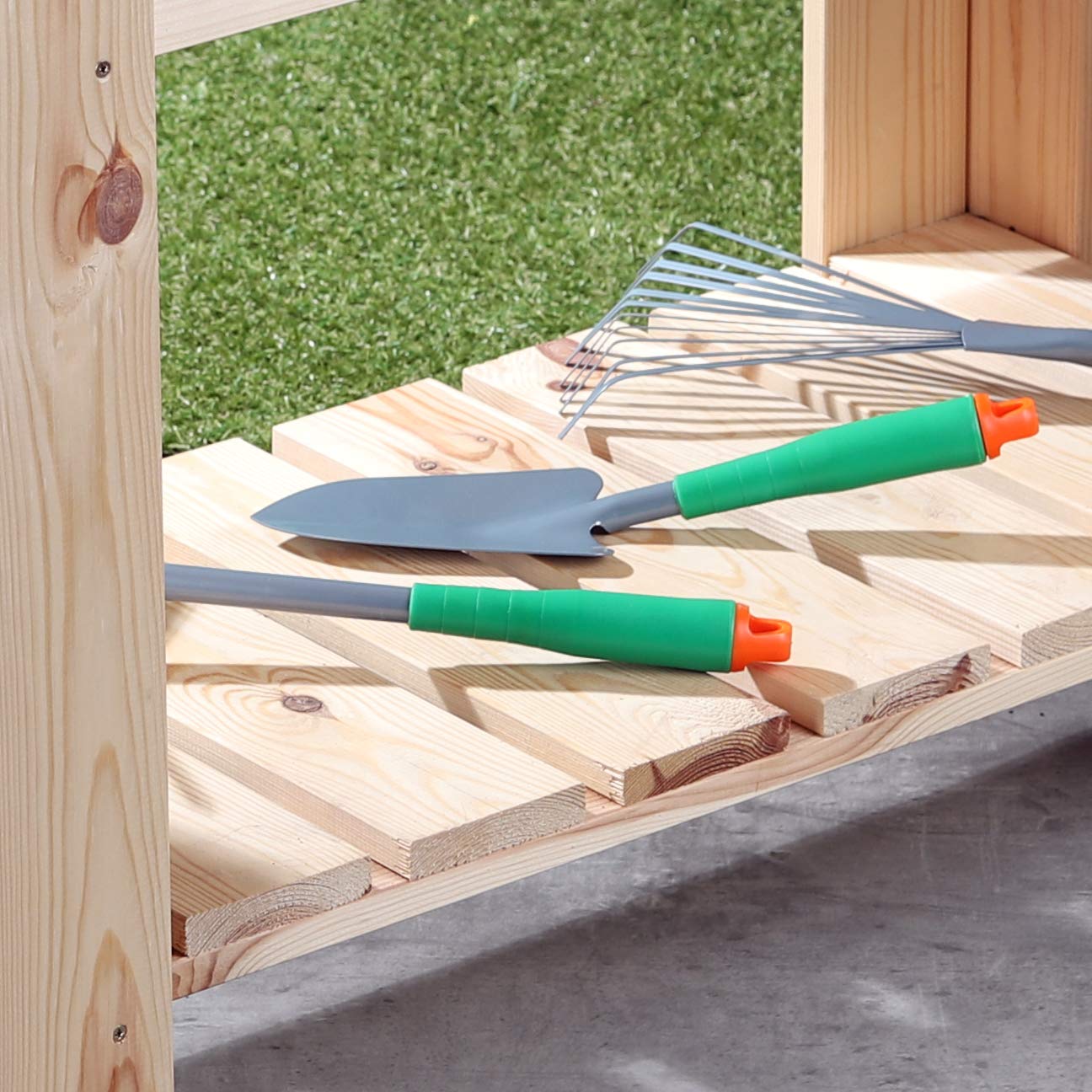 Haushalt International Hochbeet Pflanzkasten Kräuterbeet aus unbehandeltem Holz mit Ablage 62905 | Unbehandeltes Holz, Mit Ablage, Kräuterbeet