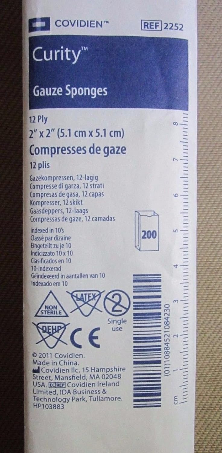 COVIDIEN Sponge Dressing Curity Cotton 12-Ply 2 X 2" #2252