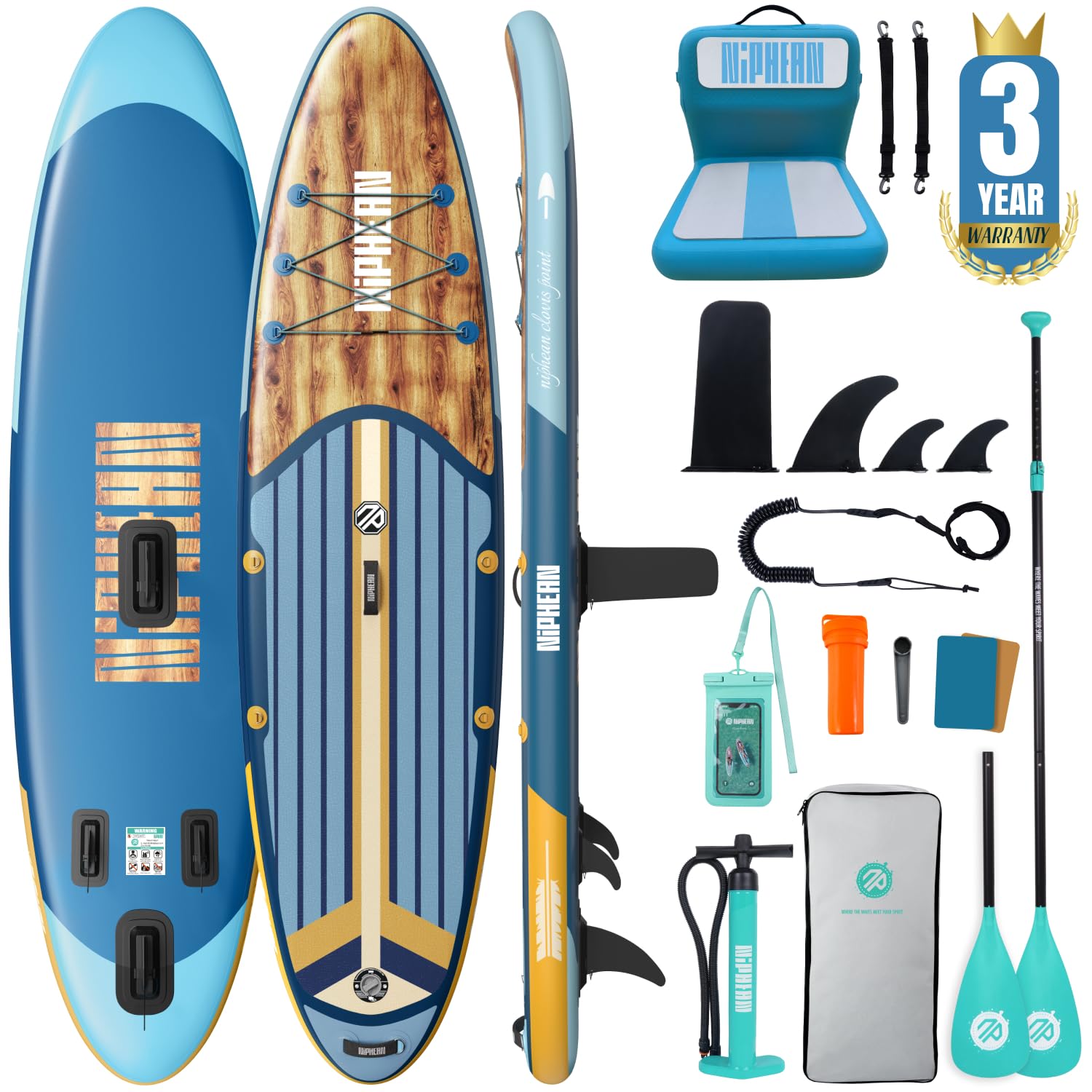 Niphean Tavola SUP Gonfiabile 320cm/230cm con Accessori SUP Stabile | Tavola SUP Rigida Portata 200kg, Antiscivolo con Kit Riparazione, per Adulti, Principianti, Uomini, Donne e Yoga