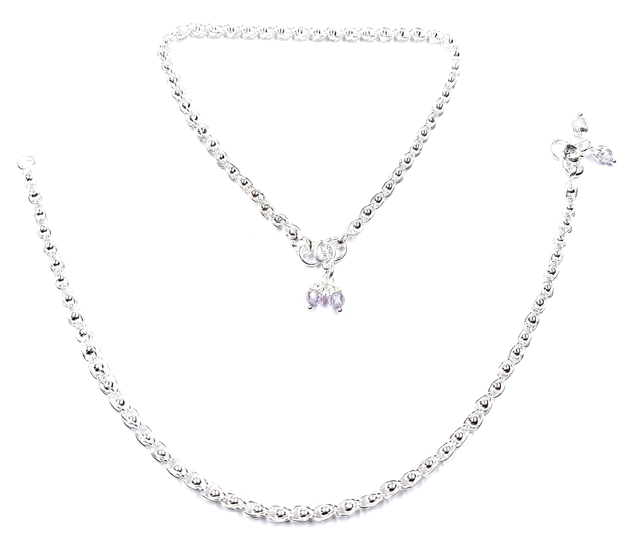 Shree Shobha Collection Silver Anklet|Chandi ki payal | Gifts for Women and Girls | Size 10.5 Inches | Weight 18 gm