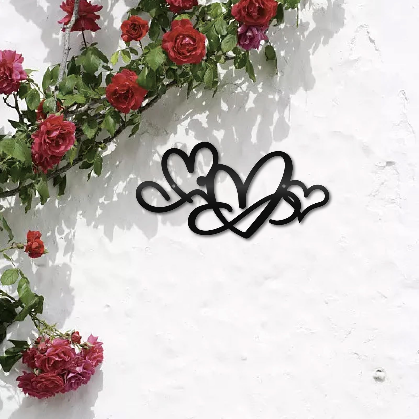 CREATCABIN Infinity Heart Metal Wall Art Love Sign Wall Decor Valentine's Day Black Heart Shaped Plaque Hanging Wall Sculptures for Bedroom Living Room Wedding Decoration Minimalist Indoor Outdoor - Image 2