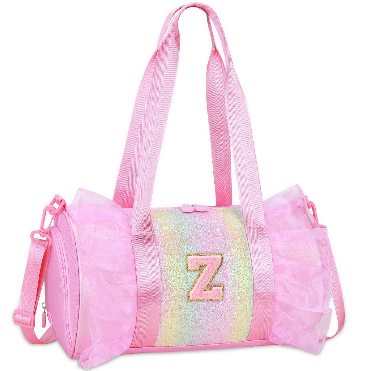 Personalized Monogram Dance Bag for Girls - 3-6 Years Kids Lightweight Water Resistant Oxford Backpack for Ballet Cheerleading Sleepovers Gymnastics Pink Z