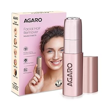 AGARO Facial Hair Remover FHR170 For Women, Rechargeable, Cordless, Safe & Painless Electric Shaver, Hypoallergenic Blade, Multipurpose Use For Upper Lip, Chin, Cheeks & Forehead, Ideal For On-The-Go - image, photos