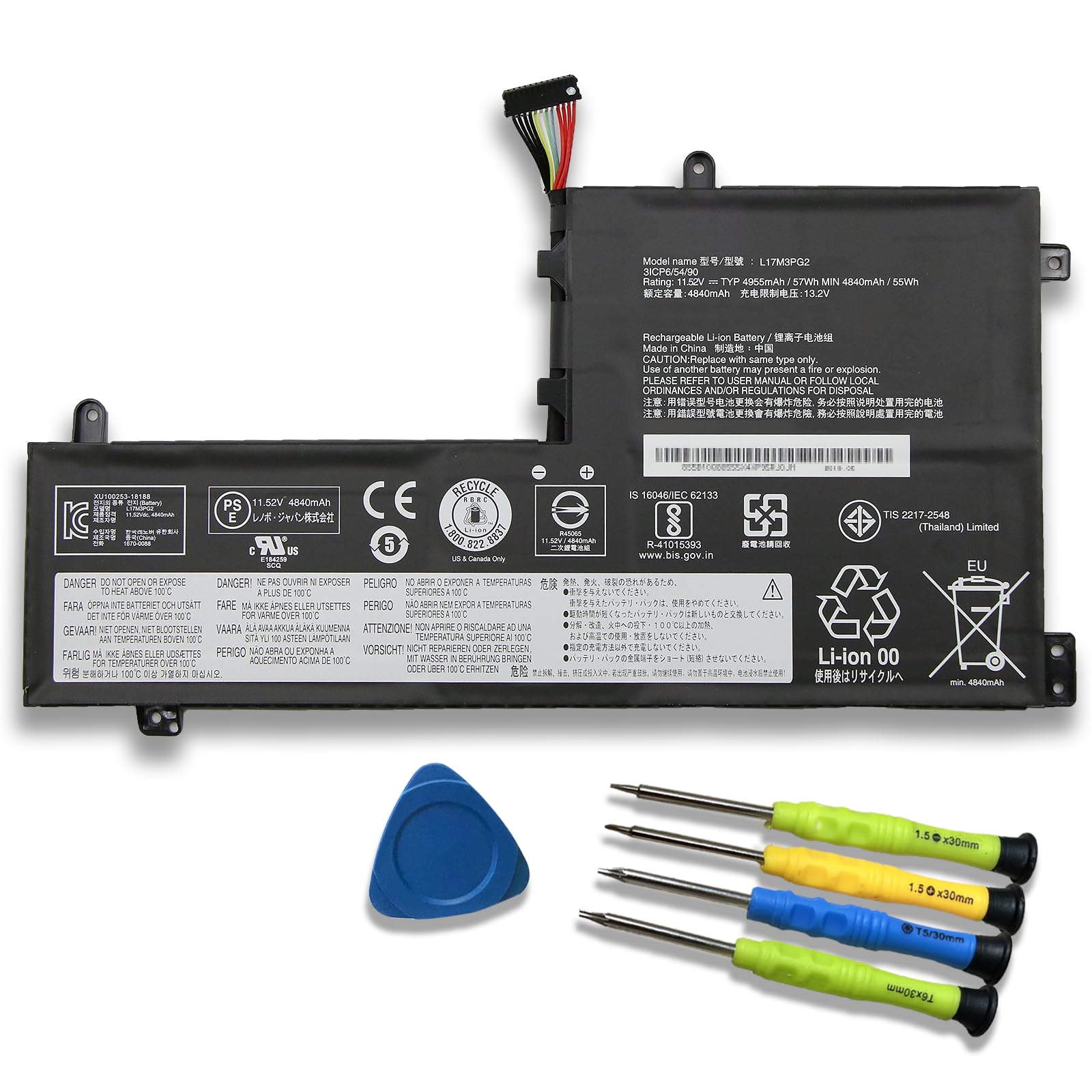 EFOHANA L17M3PG2 L17C3PG2 Laptop Battery Replacement for Lenovo Legion Y7000 Y7000P-1060 Y530-15ich-1060 Y545-81Q6 Y540 Series 5B10Q88555 5B10T310455 11.52V 57Wh 4955mAh (Medium-Length Line)