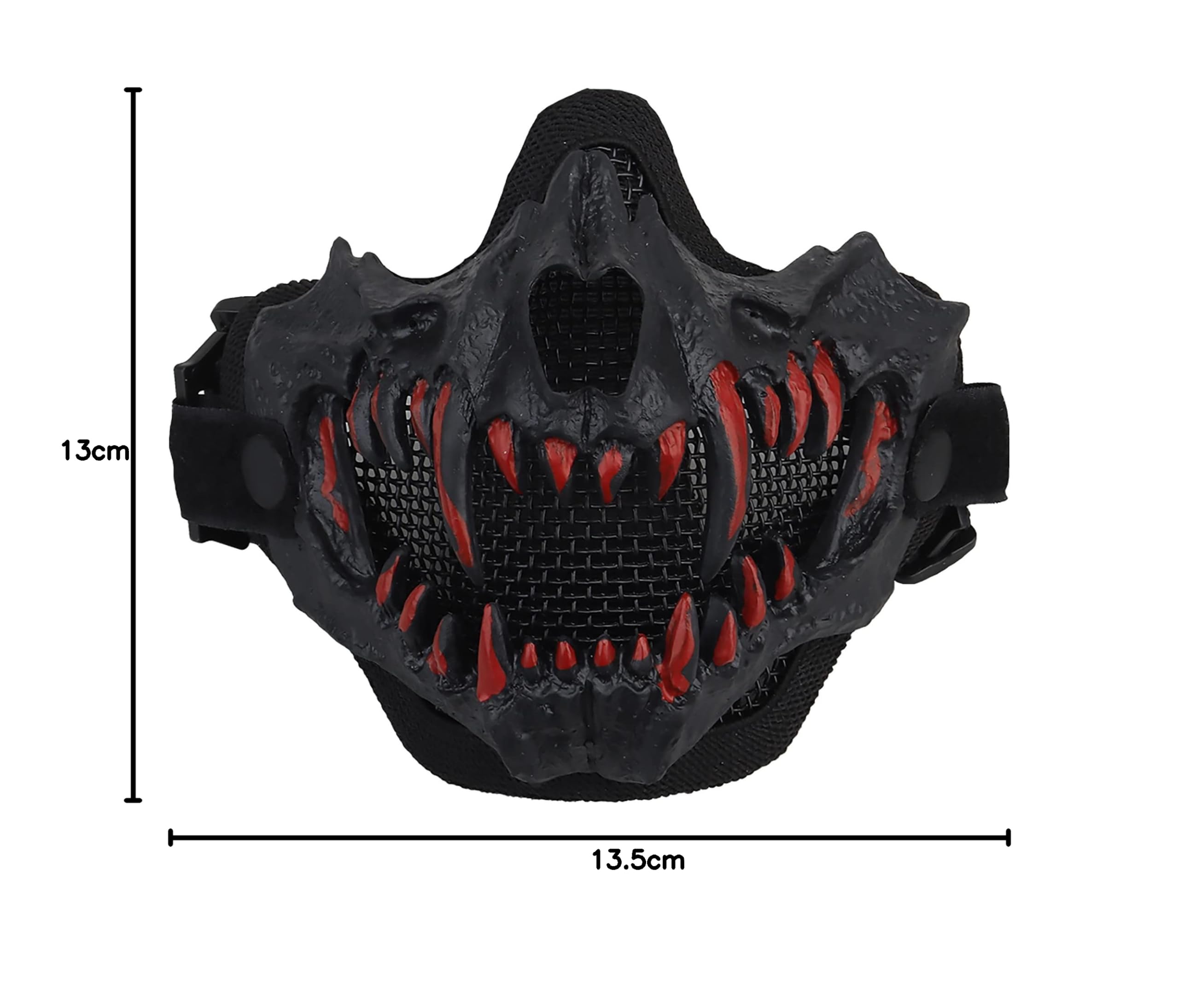Maschera tattica a mezzo viso, traspirante, in acciaio, per softair, caccia, Halloween, feste in maschera