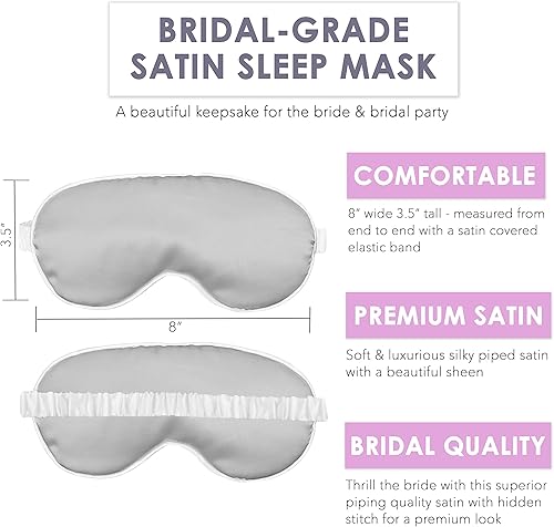 Miniatura 3 de Recuerdos de despedida de soltera  Juego de 3 máscaras de satén para dormir de color blanco Glam Bride Squad  Regalos de fiesta nupcial para damas