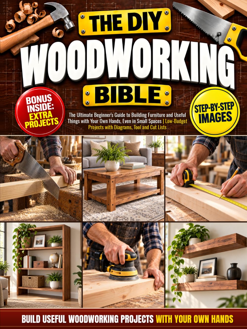 The DIY Woodworking Bible: The Ultimate Beginner's Guide to Building Furniture and Useful Things with Your Own Hands, Even in Small Spaces | Low-Budget Projects with Diagrams, Tool and Cut Lists