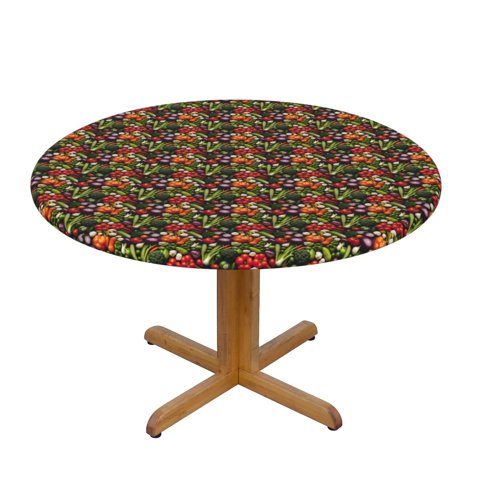 AYYQWE Introduction of various vegetables Print Round Tablecloth Dining Room Kitchen Table Cover Wedding Party Outdoor Indoor