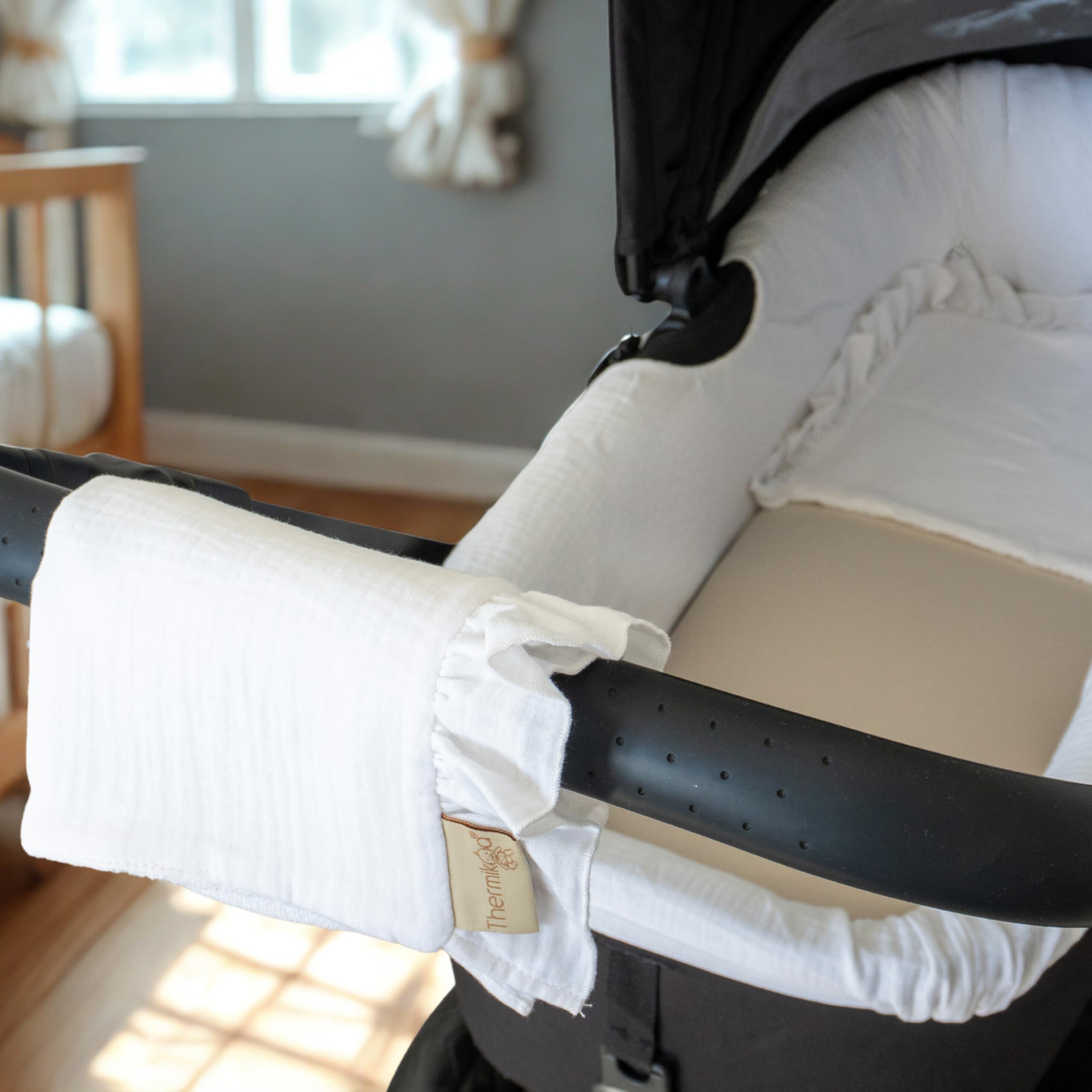 Thermikoa Kit Housse Nacelle Universelle en Mousseline 100% Coton avec Drap Housse et Protège Bavouille Bébé – Habillage Intérieur Confortable et Respirant pour Landau