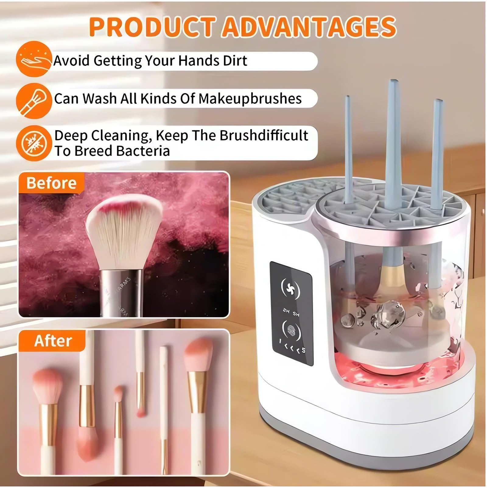 Limpiador y secador de brochas de maquillaje, máquina 3 en 1, limpiador de maquillaje automático eléctrico para todos los tamaños de brochas, limpieza profunda rápida y secado rápido en cuestión de