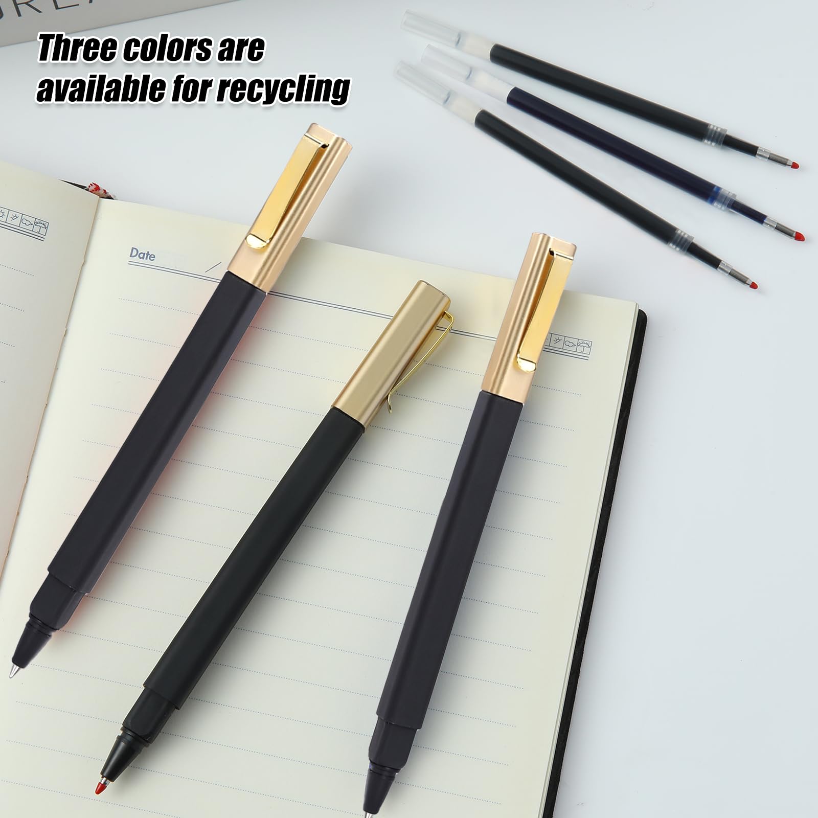 6 Pack Gel Pens Black 0 5 mm Medium Point Gel Ink Black Pens with Cap Quick Drying — view 7
