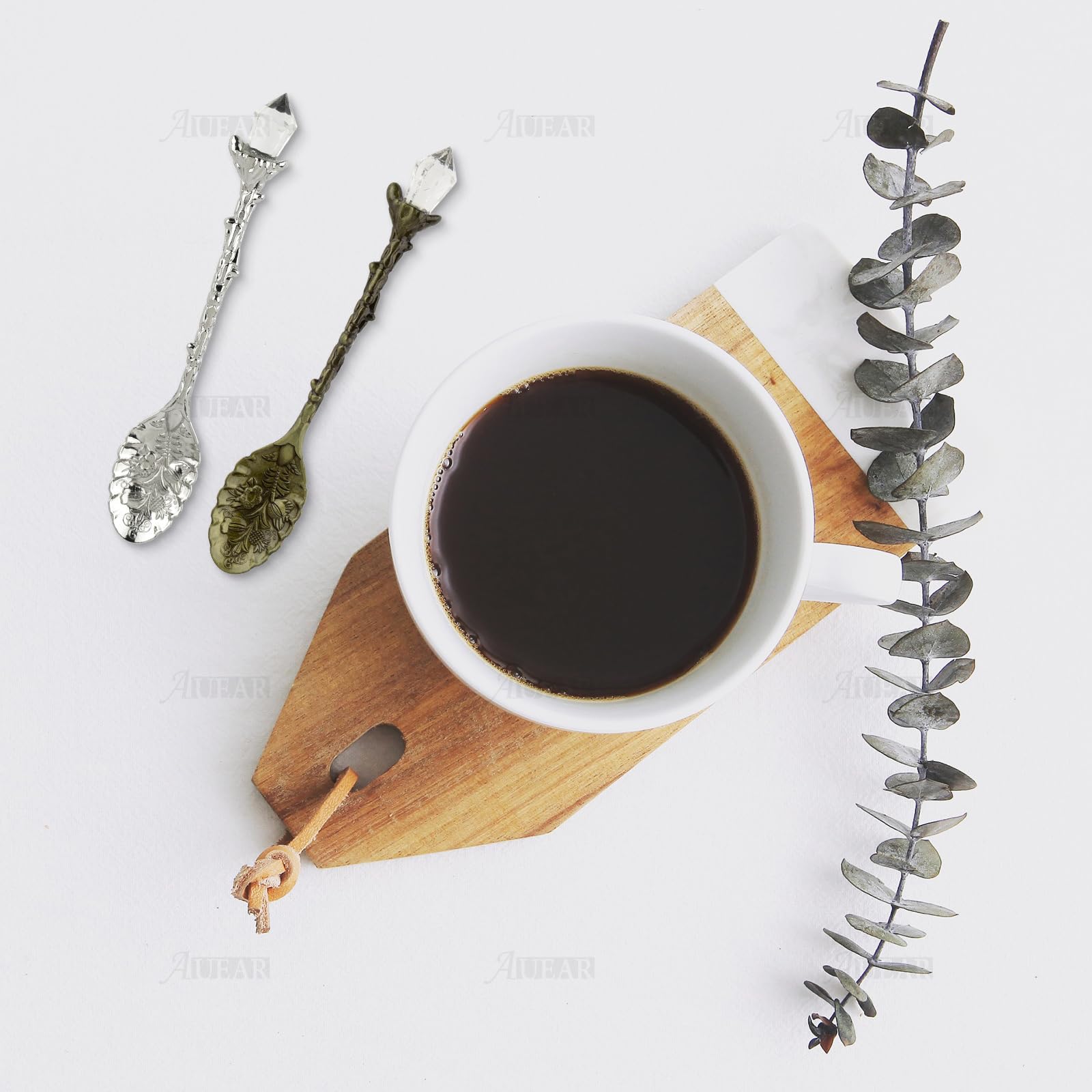 AUEAR, Juego de 50 cucharas de cristal vintage talladas para café y té para el hogar, oficina, suministros de fiesta