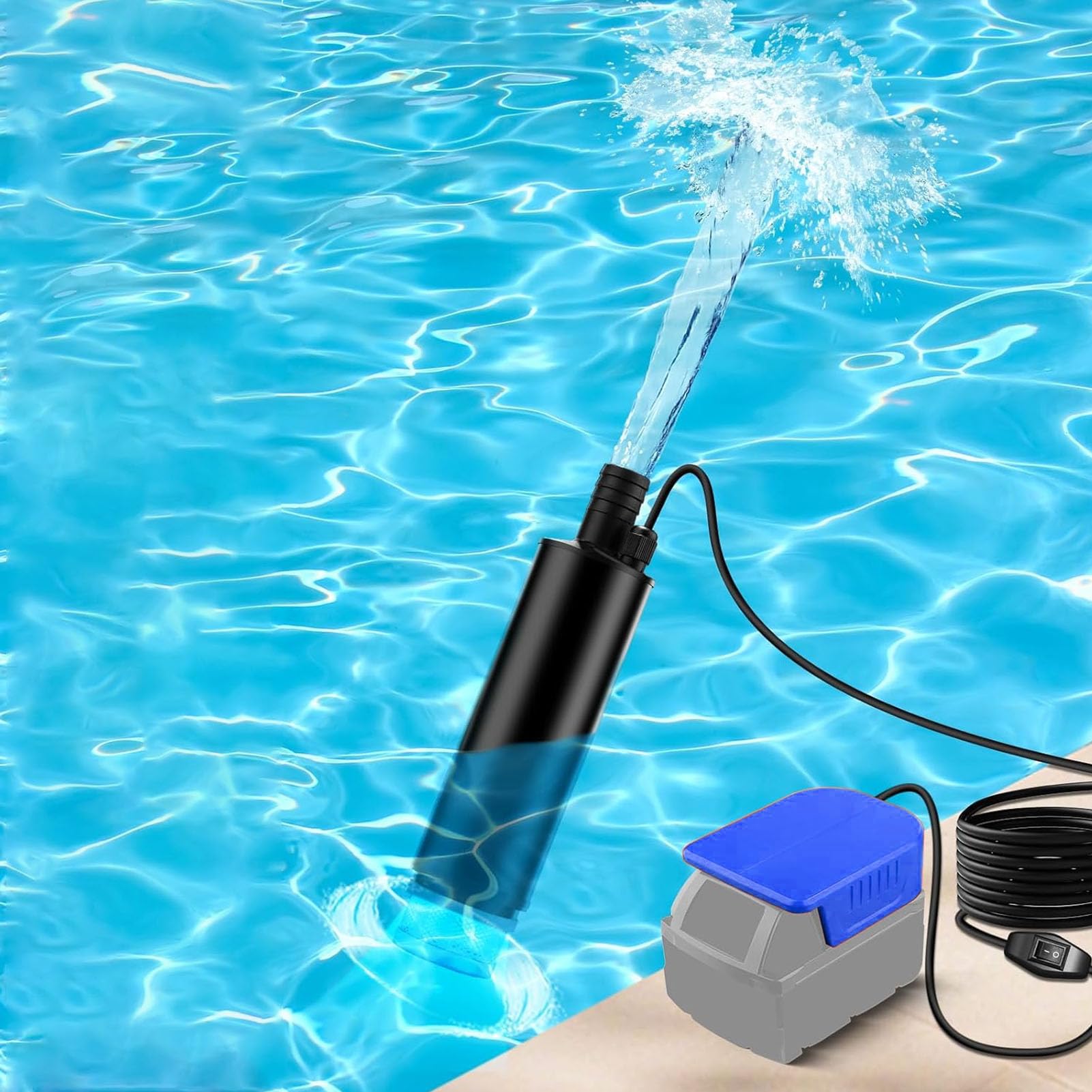 Yosoo Health Gear Pompa Sommergibile Senza Fili, Materiale ABS, Portata 500 GPH, Sollevamento 16 Piedi, Ideale per l'irrigazione e il Drenaggio del Giardino