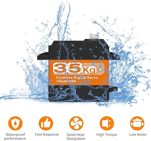 Miniatura 5 de Engranaje de metal del motor servo sin núcleo del alto esfuerzo de torsión de 77.2 lbs Servo Digital y del engranaje del acero inoxidable para el