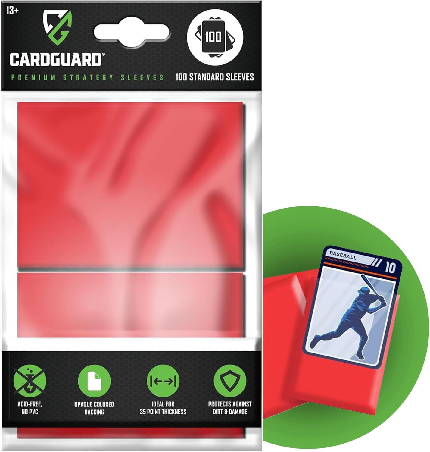 CardGuard Premium Clear Card Sleeves, 100ct – Standard Size Penny Sleeves for Pokémon, Sports Cards, Baseball, Football, and Collectible Trading Cards – Acid-Free, PVC-Free, Durable Protection, Red
