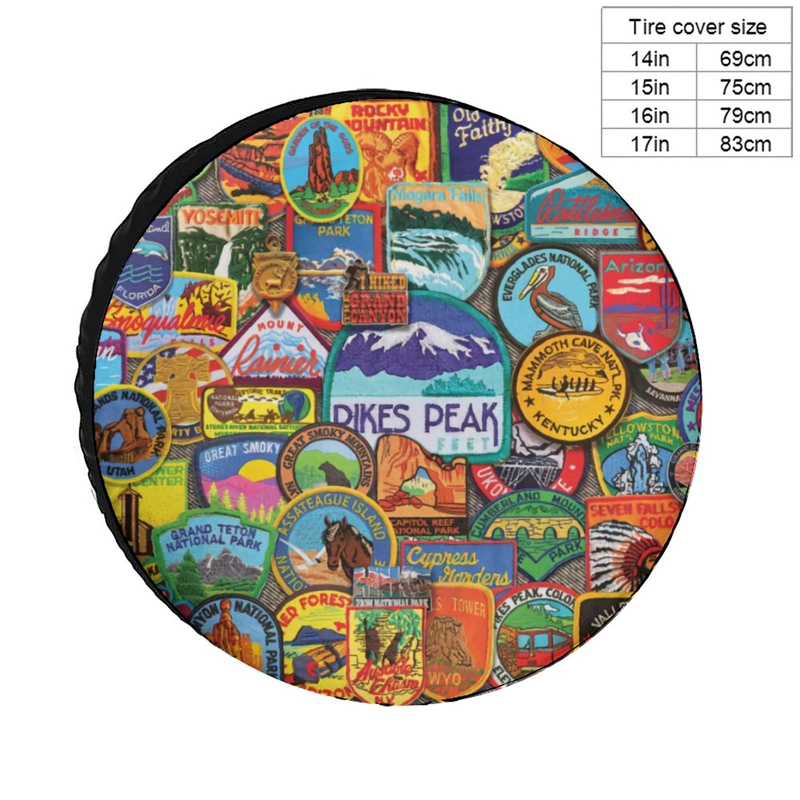 National Parks Badges Universe Exploration Tire Covers Wheel Cover Protectors Weatherproof UV Protection Spare Tire Cover Universal Fit for RV Van SUV Truck Travel Trailer Accessories