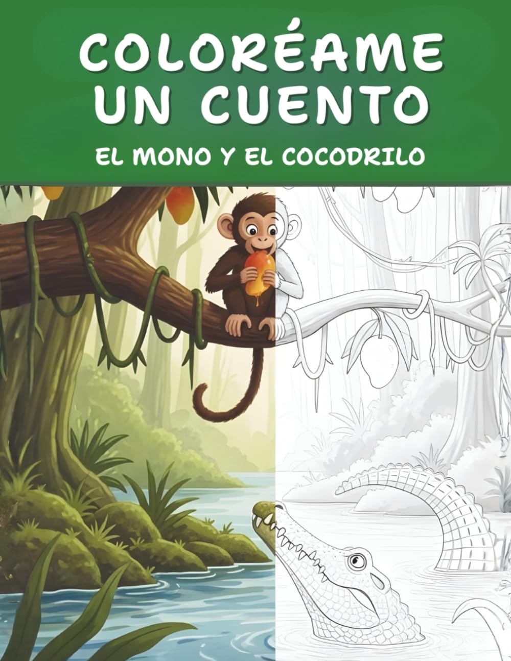 Coloréame un Cuento: El mono y el cocodrilo