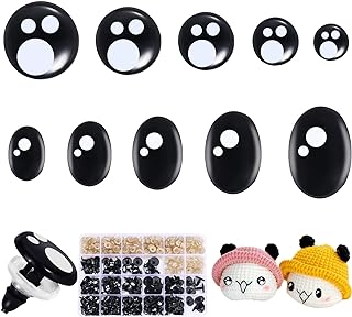 Ecavria [400PCS] Safety Eyes for Amigurumi, 8-16mm Black Crochet Eyes with Washers, Oval &Round Craft Eyes, Kawaii Doll Eyes for Crochet Toys Stuffed Animals - Buy now