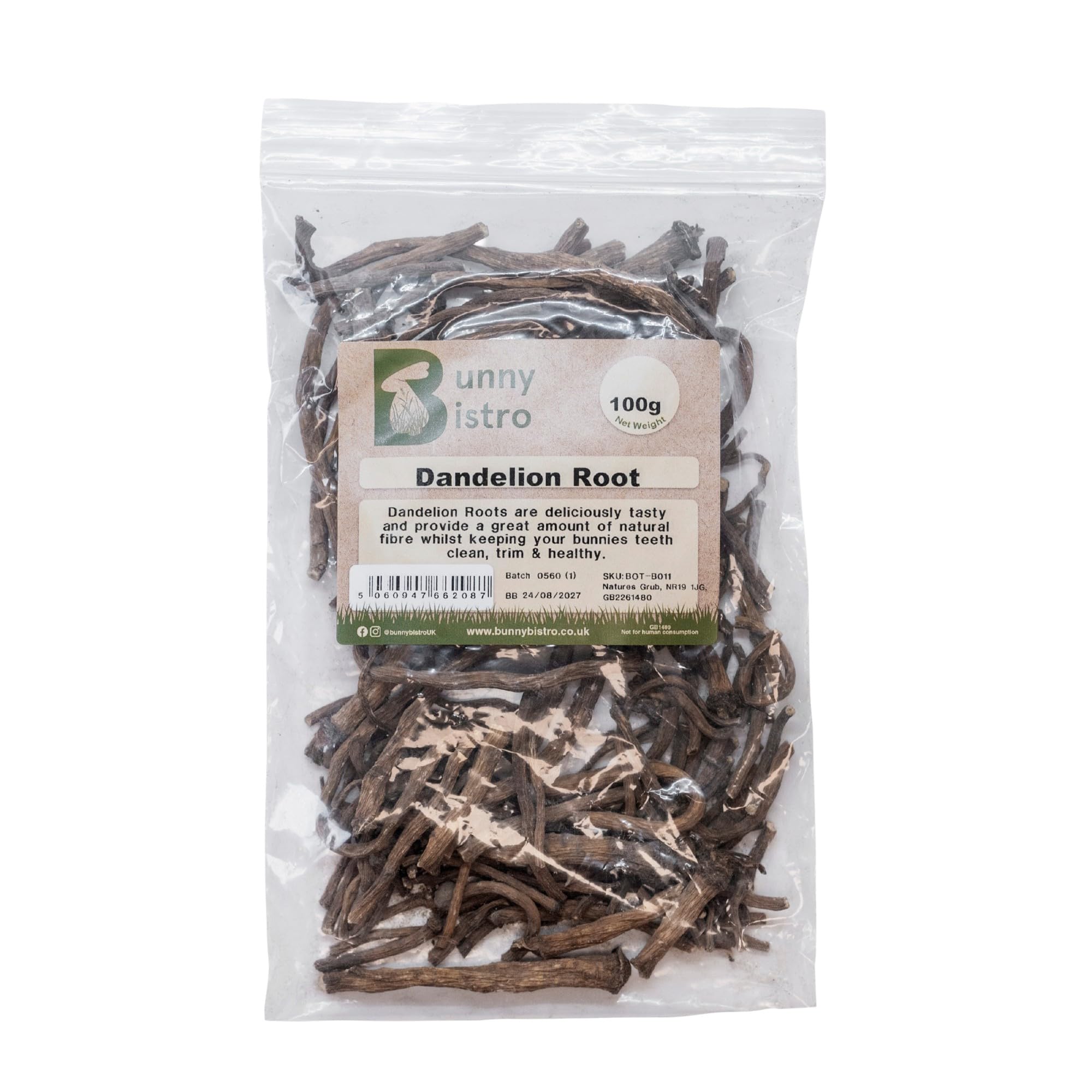 Bunny Bistro Mixed Dandelion Root 100g | Natural Chew Sticks for Rabbits, Guinea Pigs, and Chinchillas, Dental Chew Small Pets