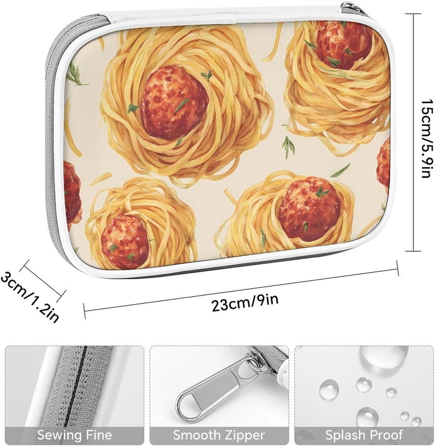 Meatballs Pasta Noodles Cosmetic Bag Makeup Brush Organizer Bags image 2