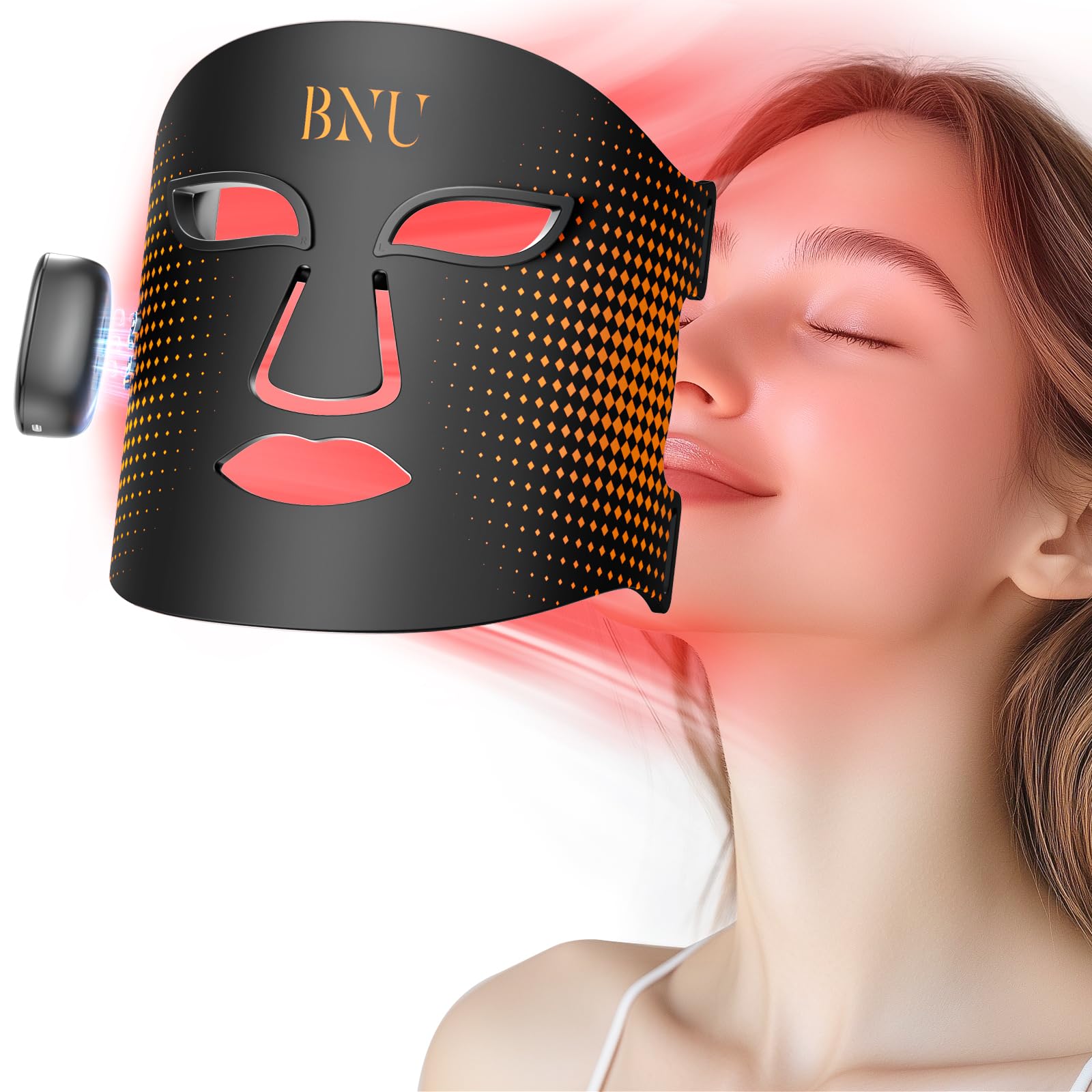 BNU Wireless Led Face Mask Light Therapy 4 Modes Red Light Therapy for Face with 400 LED Beads