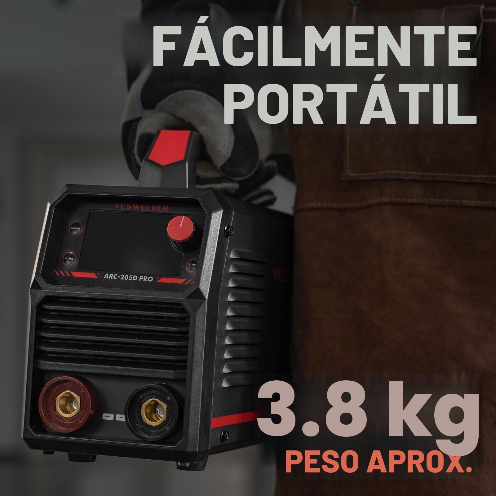 YESWELDER 205Amp ARC Soldador 230V MMA/Lift TIG Soldador Portátil, Gran Pantalla LED Digital Inverter IGBT Soldar con Arranque en Caliente de la Fuerza del Arco, Anti-Stick