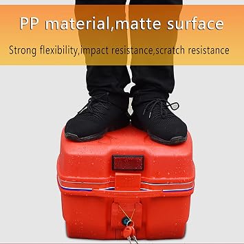 Motorcycle Storage Box, 28L Rectangular Motorcycle Top Box,Scooter Topcase Shad,backrest and Quick Release,with Universal Mounting Parts,for Scooters, Motorcycles,mopeds (Red One Size)