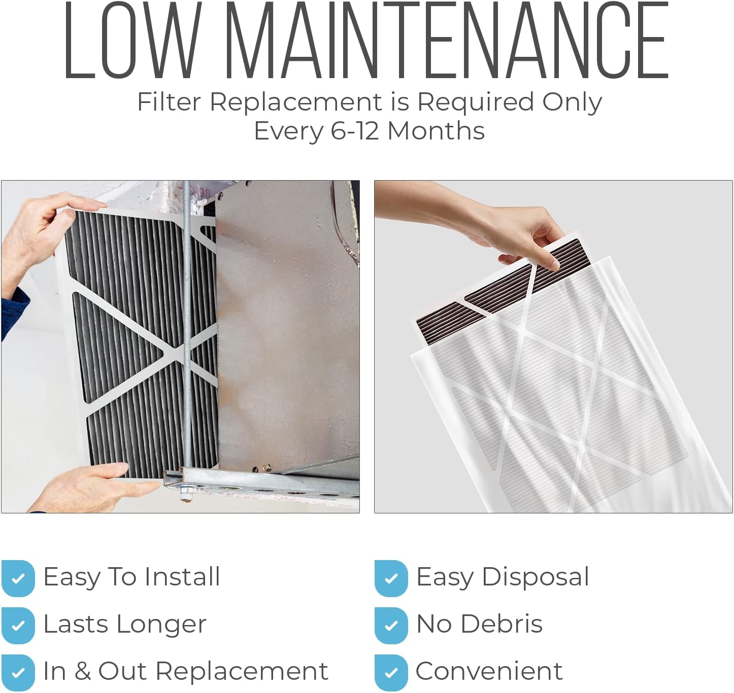 Lennox 20x25x5 Furnace Filter, X6675 Filter Replacement, Merv 16 Carbon Clean with Homequip Disposal Bag 2-Pack (Actual Size: 19.8 x 24.8 x 4.3 Inches)