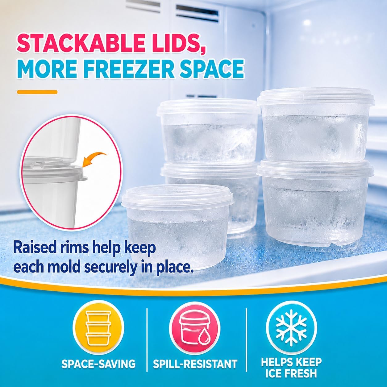 6 Pack Hawaiian Shaved Ice Mold Party Set with Lids, Up Your Game For Much More Snow Cone Treats, BPA-Free Cups Two Bonus Lids, Easy Stackable Freezing, Compatible with S900A, S777 & Others