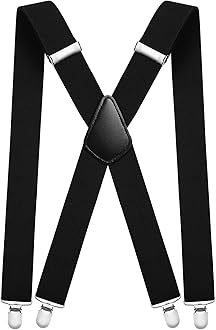 Men's Adjustable Wide Braces, Extra Wide X Braces for Men, Braces for Men with Very Strong 4 Clips - 3.5 cm