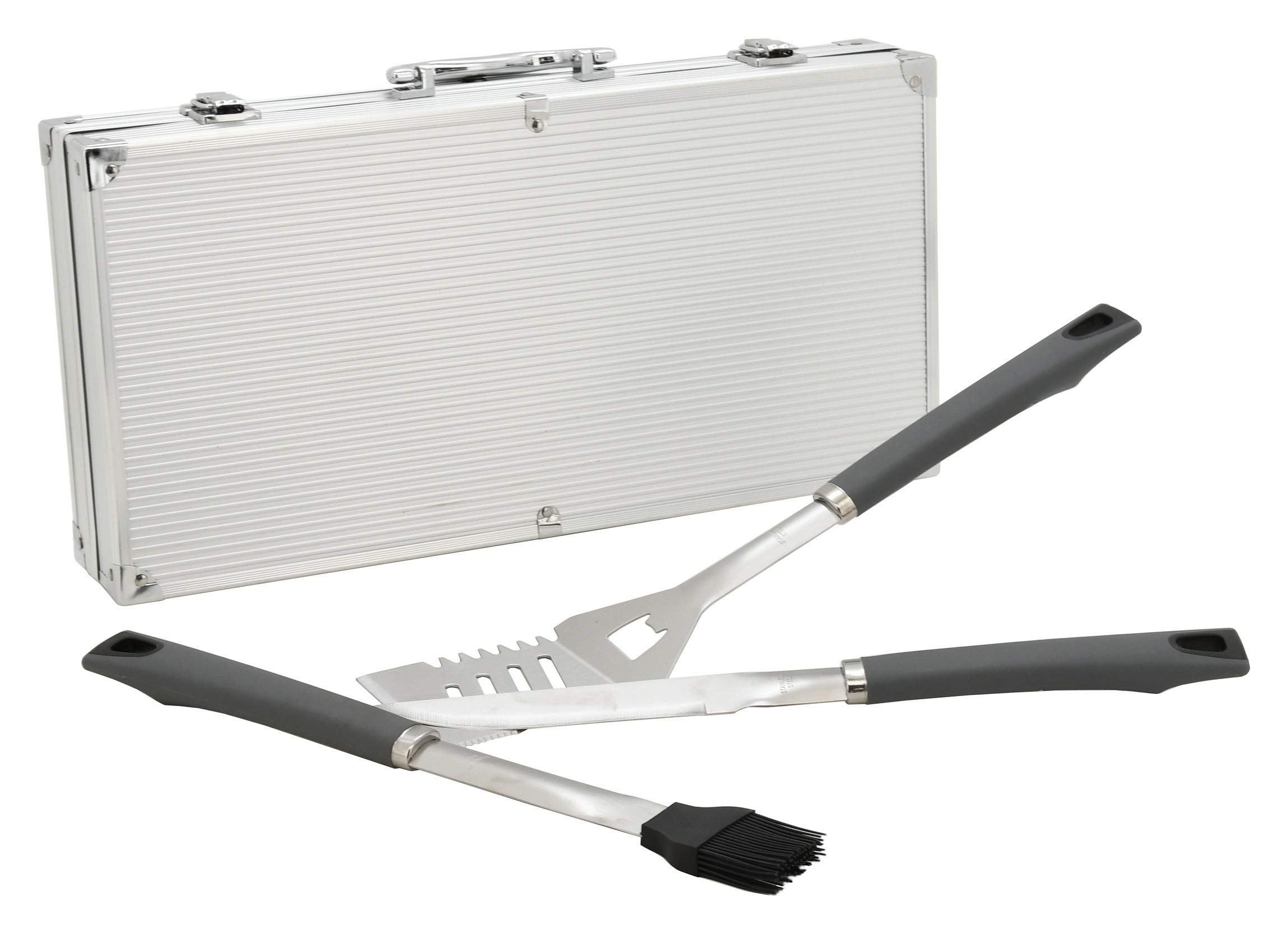 13106 - Set di attrezzi per barbecue Grey Line con 11 pezzi, valigetta in alluminio