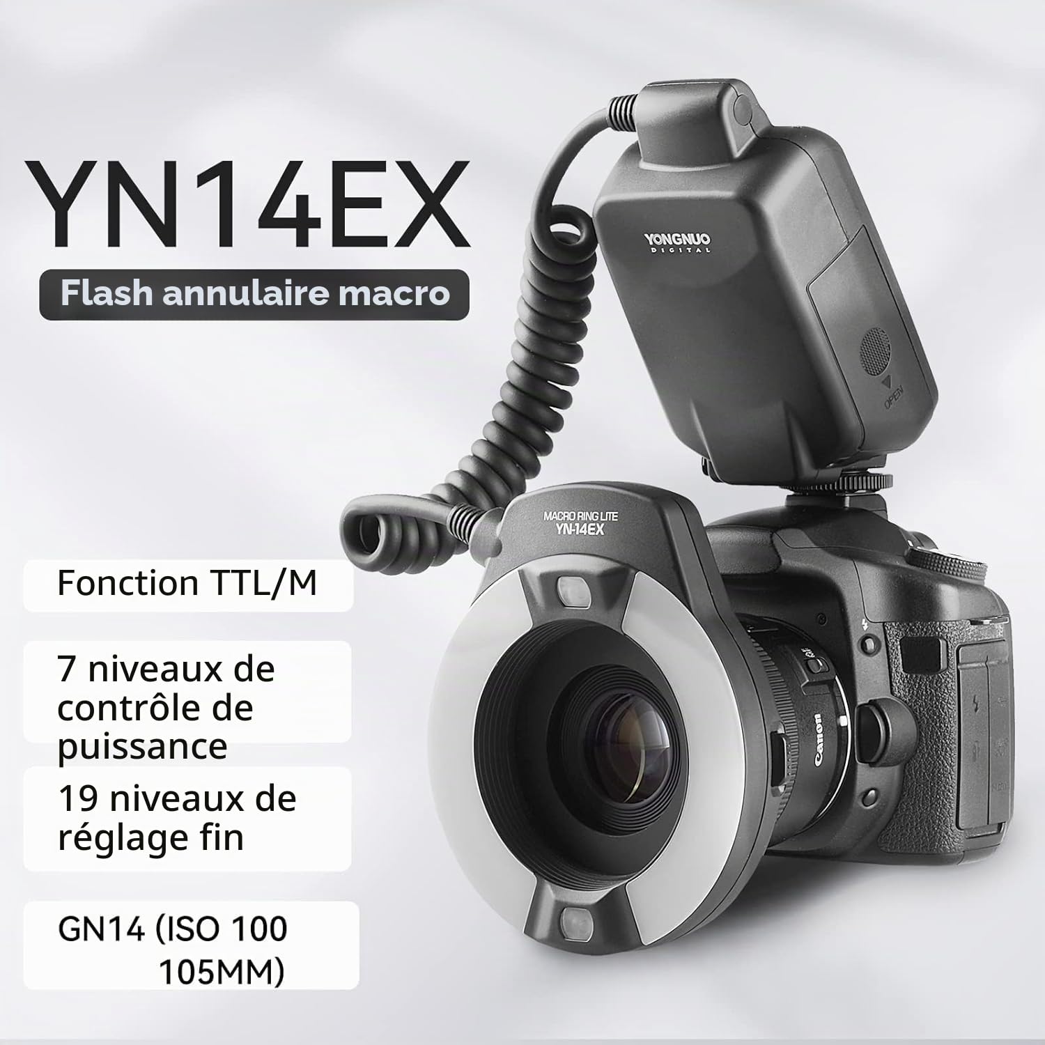 Yongnuo YN-14EX Macroblitz annulaire Flash annulaire pour Appareil Photo Canon