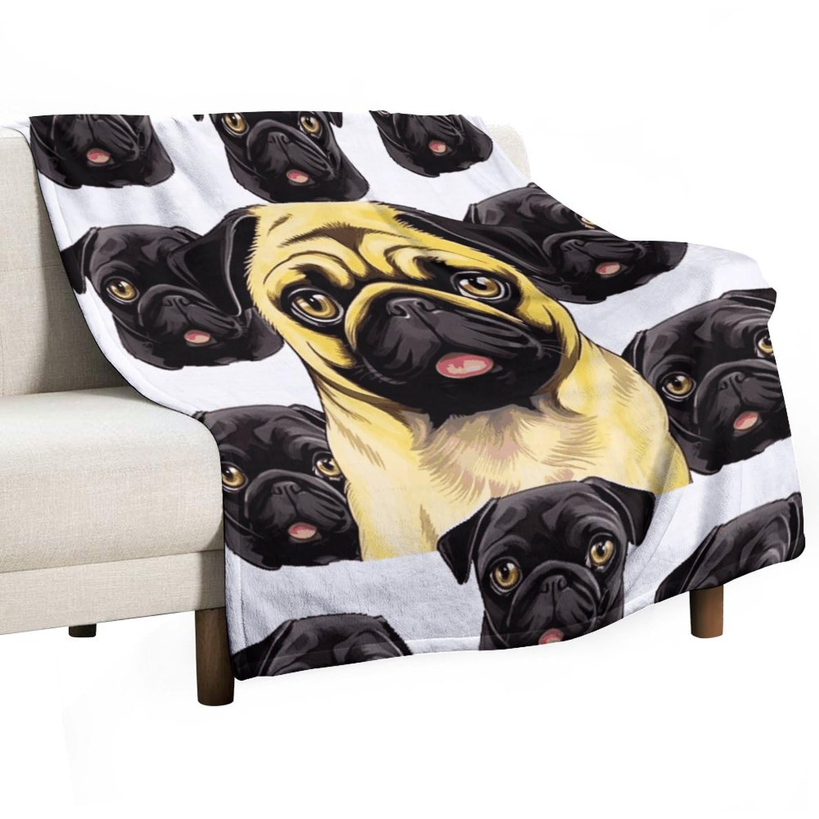 Couverture en molleton noir et jaune 177x203 cm pour un canapé ou un lit douillet