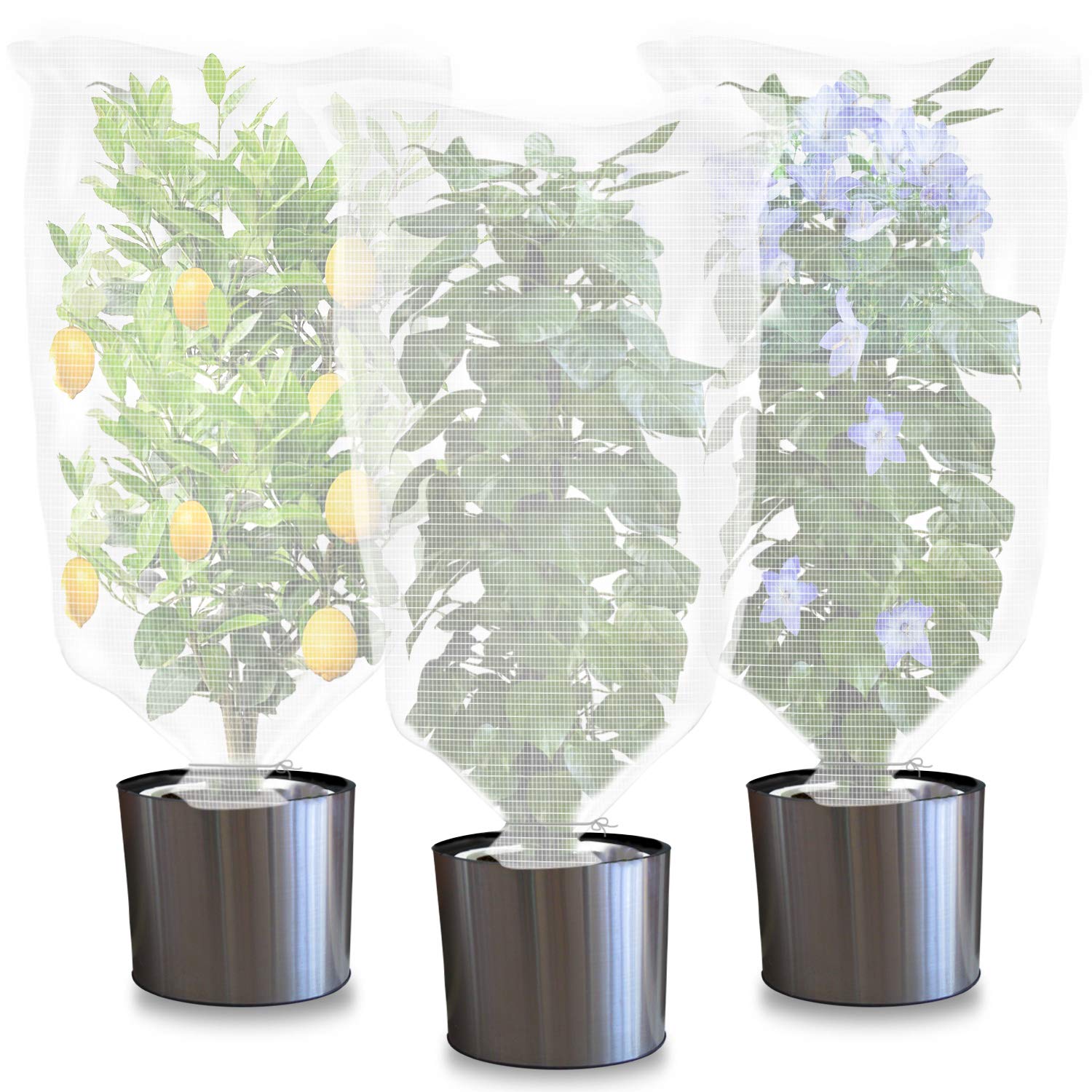 Lot De 4 Filets De Protection En Maille Avec Cordon De Serrage Pour Plantes, Protection Contre Le Gel Pour Tomates 1,1 X 0,7 M