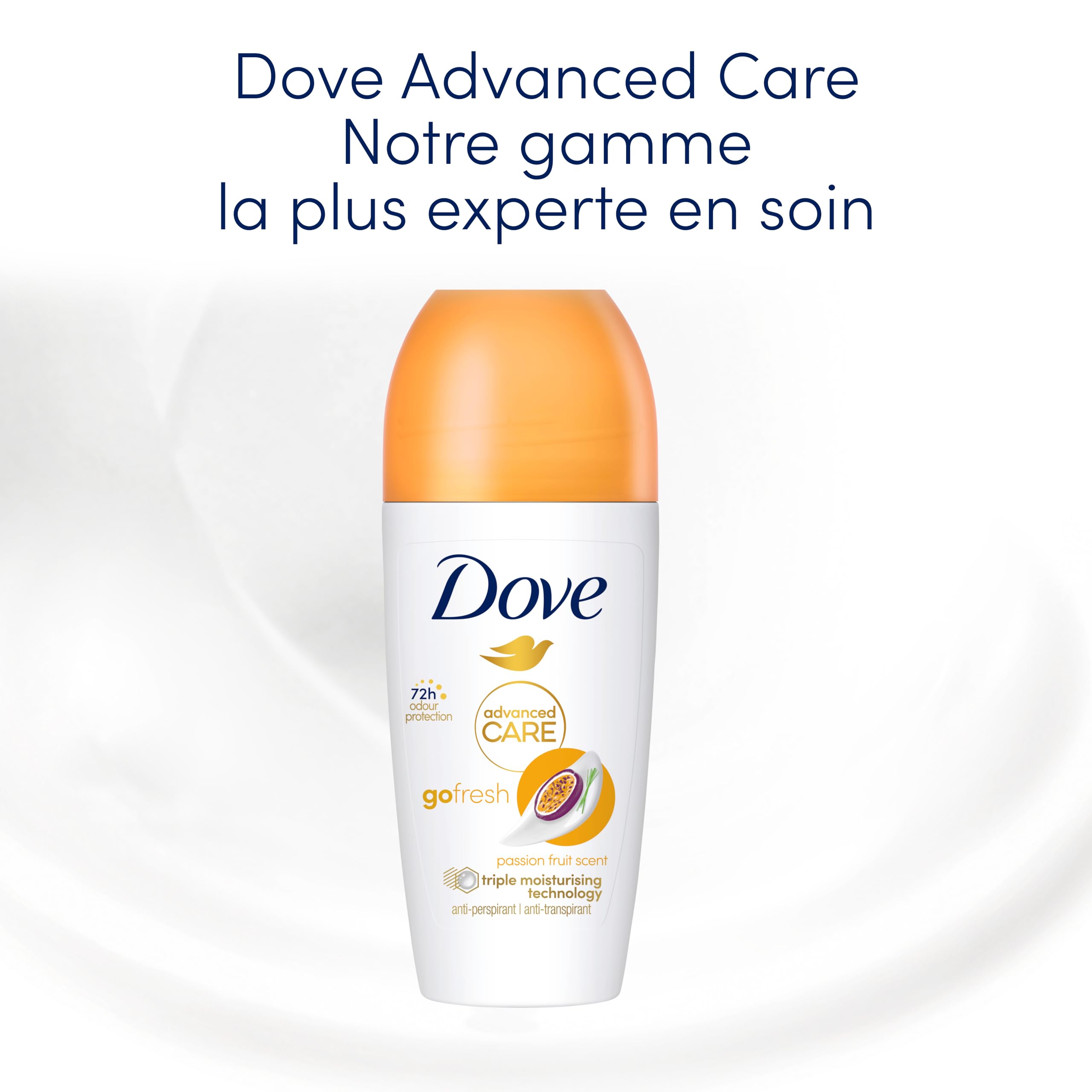 Dove Advanced Care Passion Fruit Antitranspirant-Deodorant Roll-On - Dreifache Feuchtigkeitswirkung, 48-Stunden-Schutz, Für Damen Und Herren, 6 x 50 ml