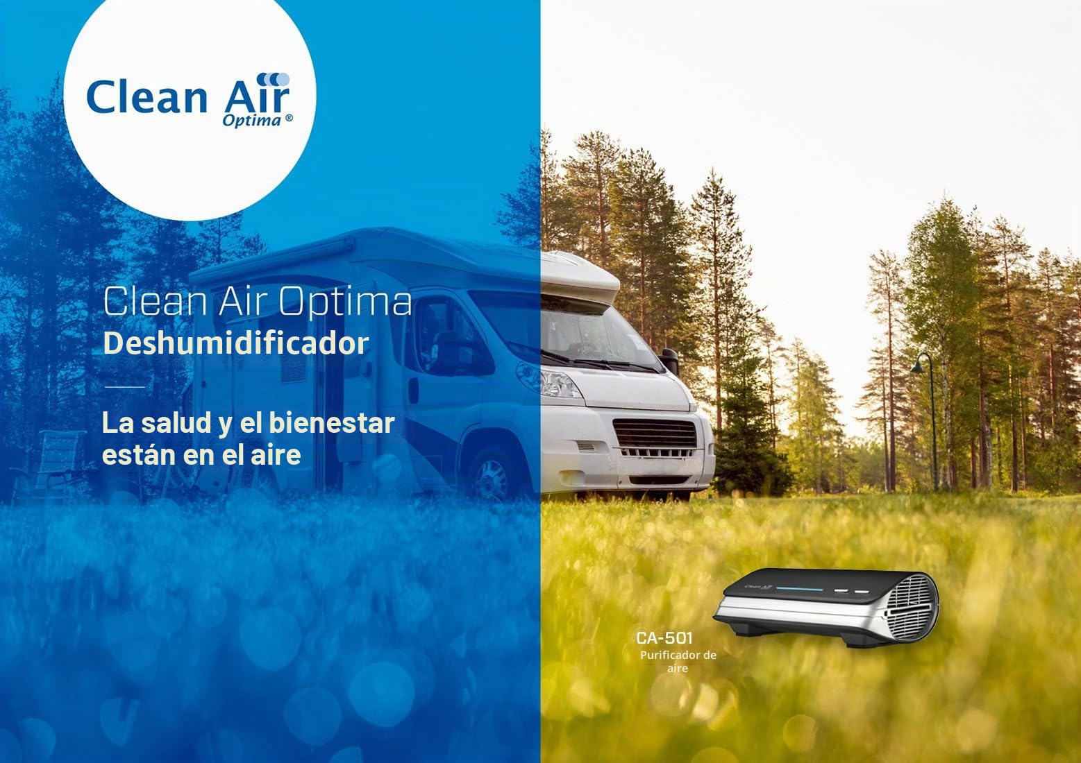 Clean Air Optima Purificador de aire CA-501 con filtro HEPA, lámpara UV-C e ionizador - Ventilador muy silencioso 20dB (A) – adecuado para el coche