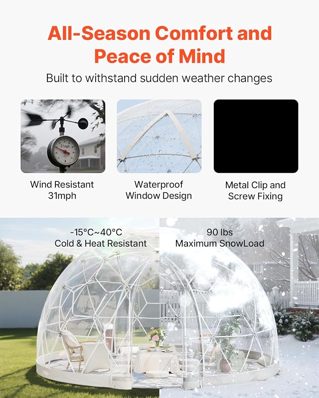 VEVOR Garden Dome Tent 15 x 9.5 ft Clear Bubble Tent House for 12-14 Person image 4