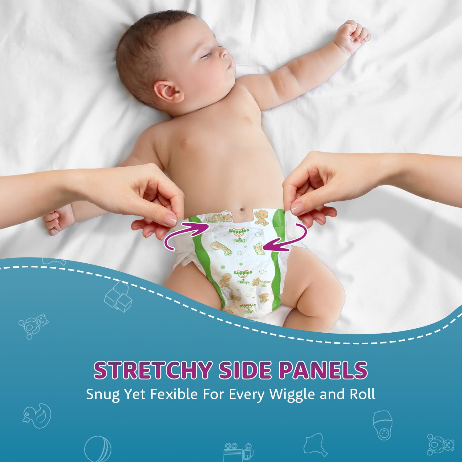 Amazon Brand - Supples Premium Newborn Taped Diapers | Derma Tested, Extra Soft, High Absorbency with Wetness Indicator & Umbilical Cut Design, 12 Hrs Absorption | NB/XS | Up to 5 kg | 70 Count 4