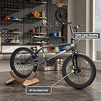 Vista 4 de 67i - Bicicleta BMX para niños de 18/20 pulgadas, bicicleta para niños de 8 a 12 años con freno U delantero y trasero, asiento ajustable, horquilla
