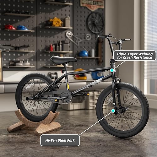 Miniatura 4 de 67i - Bicicleta BMX para niños de 18/20 pulgadas, bicicleta para niños de 8 a 12 años con freno U delantero y trasero, asiento ajustable, horquilla